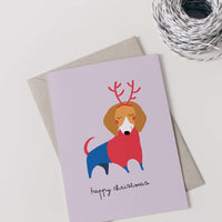 Digitale Weihnachtskarte "Christmas-Dog" - Vorlage A6 zum Ausdrucken