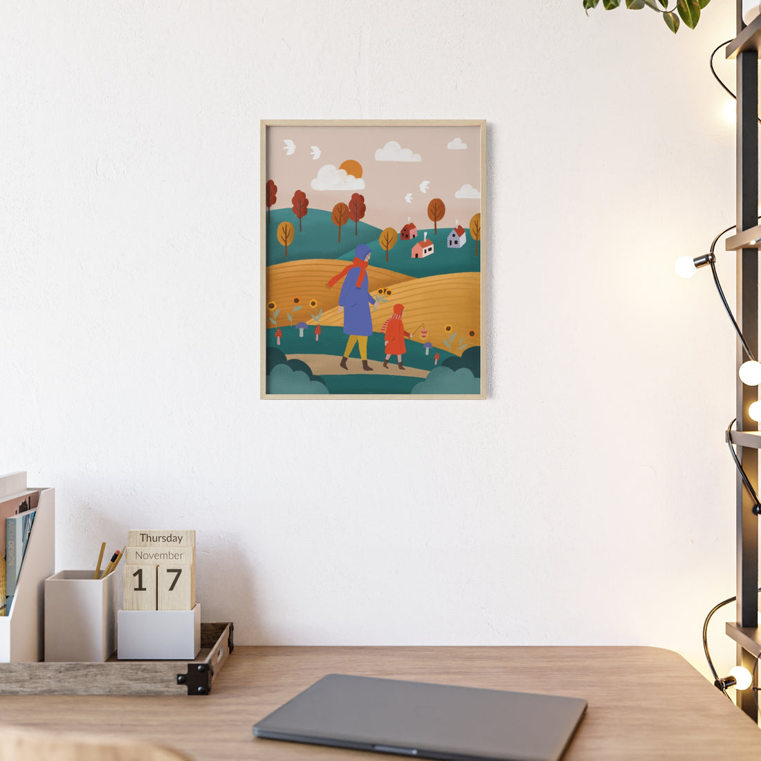 Ein Herbstspaziergang – gerahmter Kunstdruck