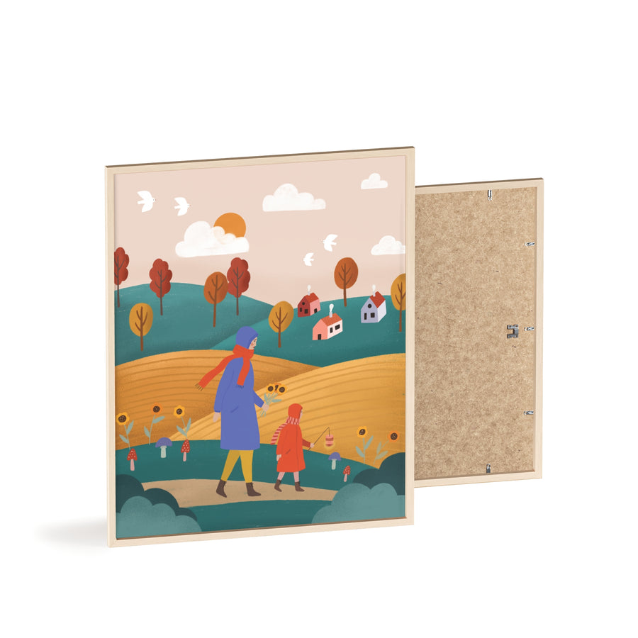 Ein Herbstspaziergang – gerahmter Kunstdruck