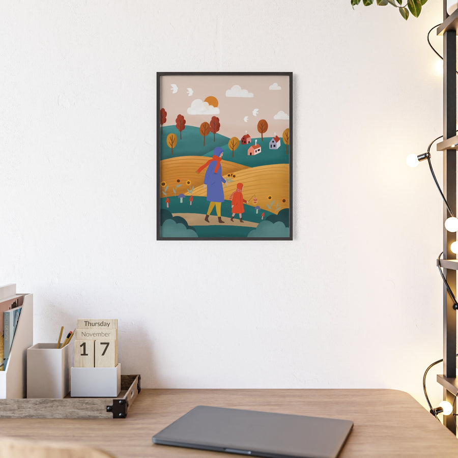 Ein Herbstspaziergang – gerahmter Kunstdruck