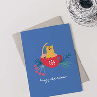 Digitale Weihnachtskarte "Christmas-Cat" - Vorlage A6 zum Ausdrucken