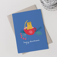 Digitale Weihnachtskarte "Christmas-Cat" - Vorlage A6 zum Ausdrucken