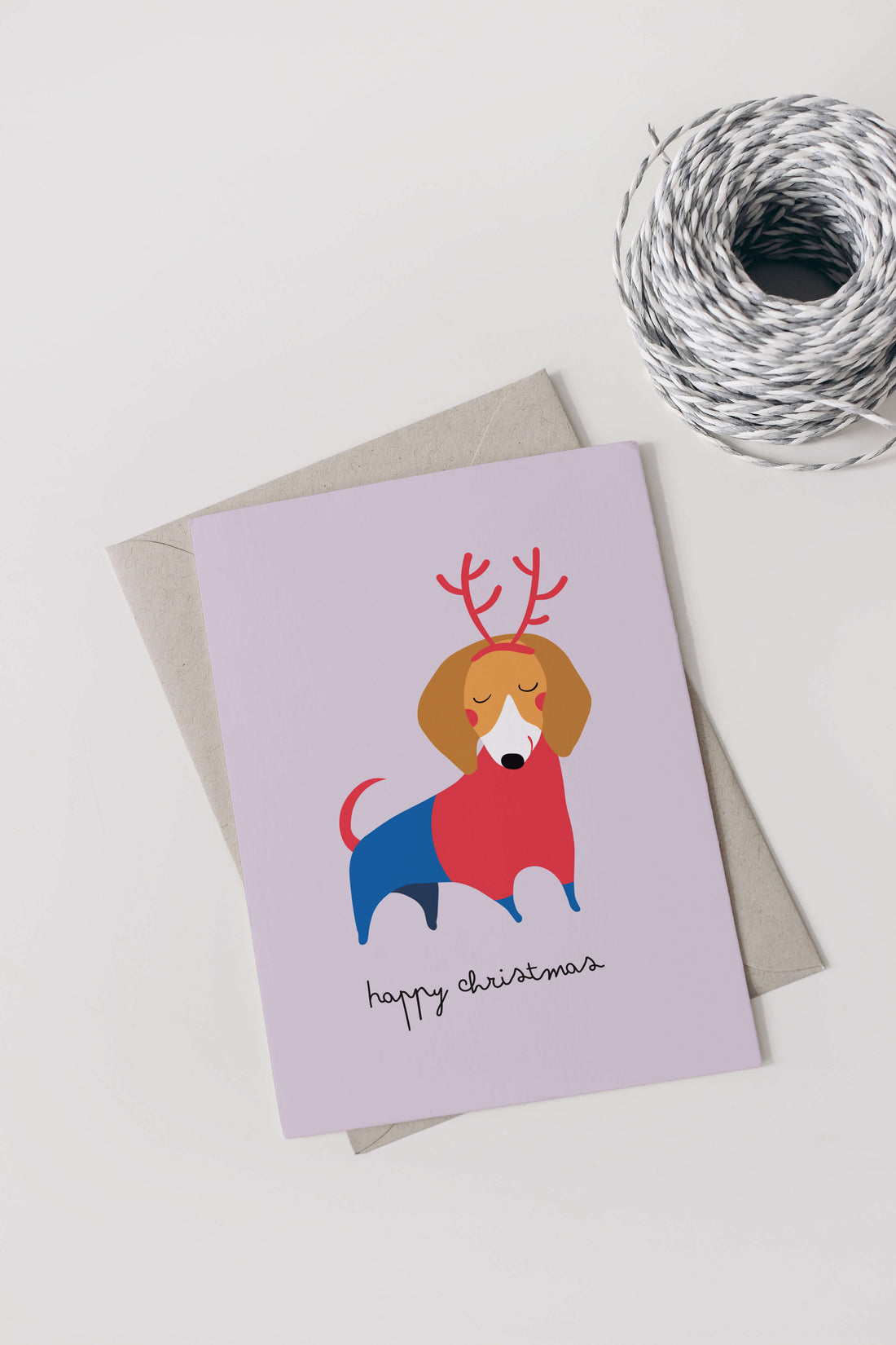 Digitale Weihnachtskarte "Christmas-Dog" - Vorlage A6 zum Ausdrucken