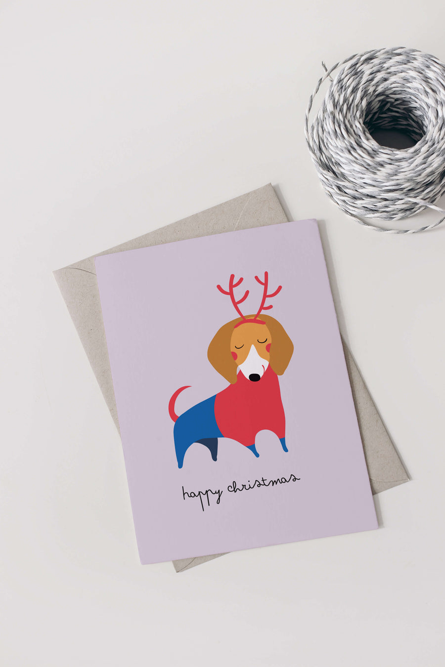 Digitale Weihnachtskarte "Christmas-Dog" - Vorlage A6 zum Ausdrucken