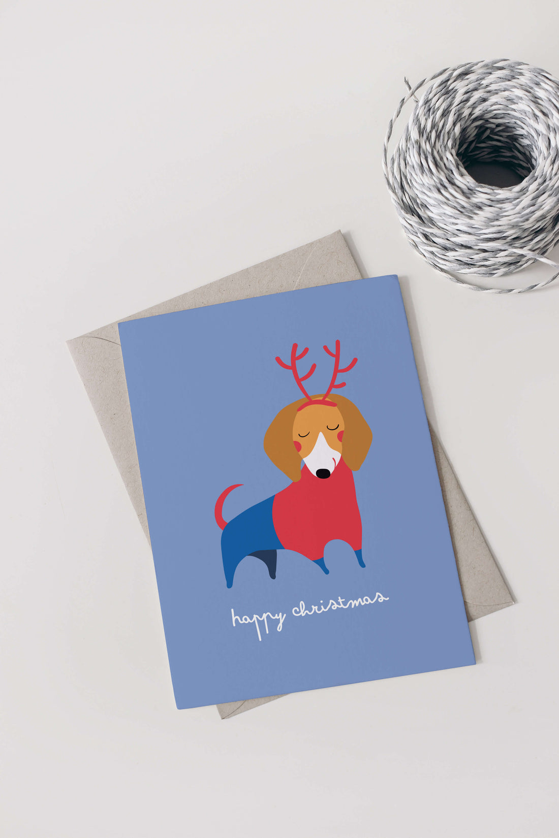 Digitale Weihnachtskarte "Christmas-Dog" - Vorlage A6 zum Ausdrucken