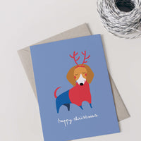 Digitale Weihnachtskarte "Christmas-Dog" - Vorlage A6 zum Ausdrucken