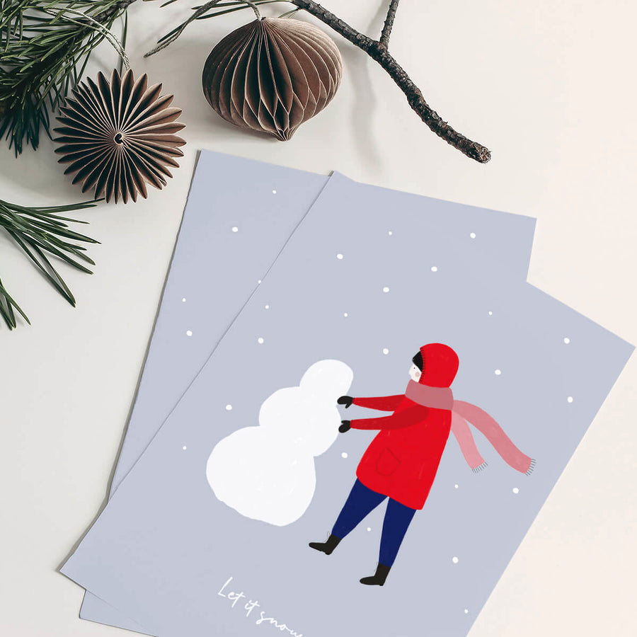 Digitale Weihnachtskarte "Snowman" - Vorlage A6 zum Ausdrucken