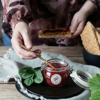 Marmeladen-Etiketten rund zum Ausdrucken – 24 Obstsorten, 5 cm Durchmesser - hellgrau