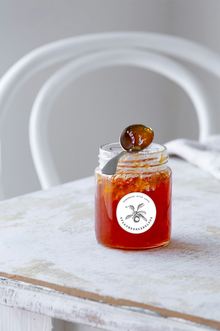 Marmeladen-Etiketten rund zum Ausdrucken – 24 Obstsorten, 5 cm Durchmesser