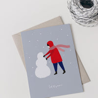 Digitale Weihnachtskarte "Snowman" - Vorlage A6 zum Ausdrucken