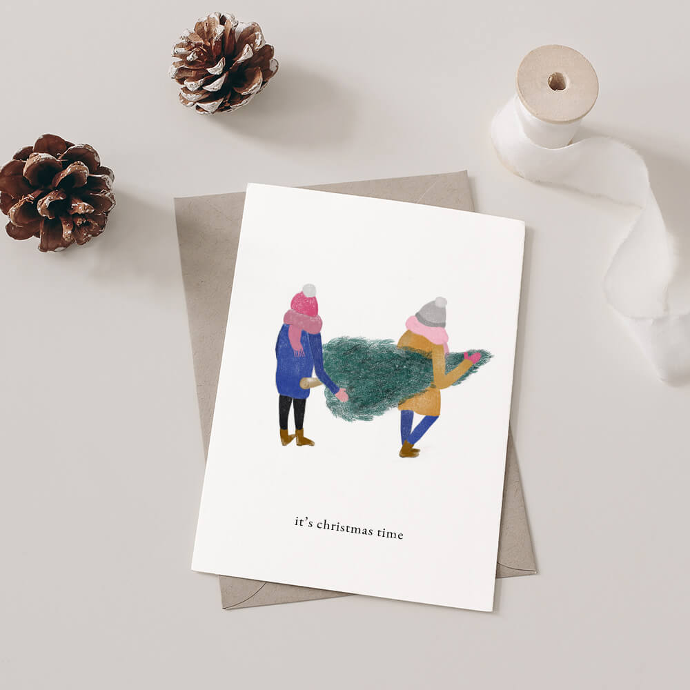 Digitale Weihnachtskarte "Weihnachtsbaum" - Vorlage DIN A6 zum Ausdrucken