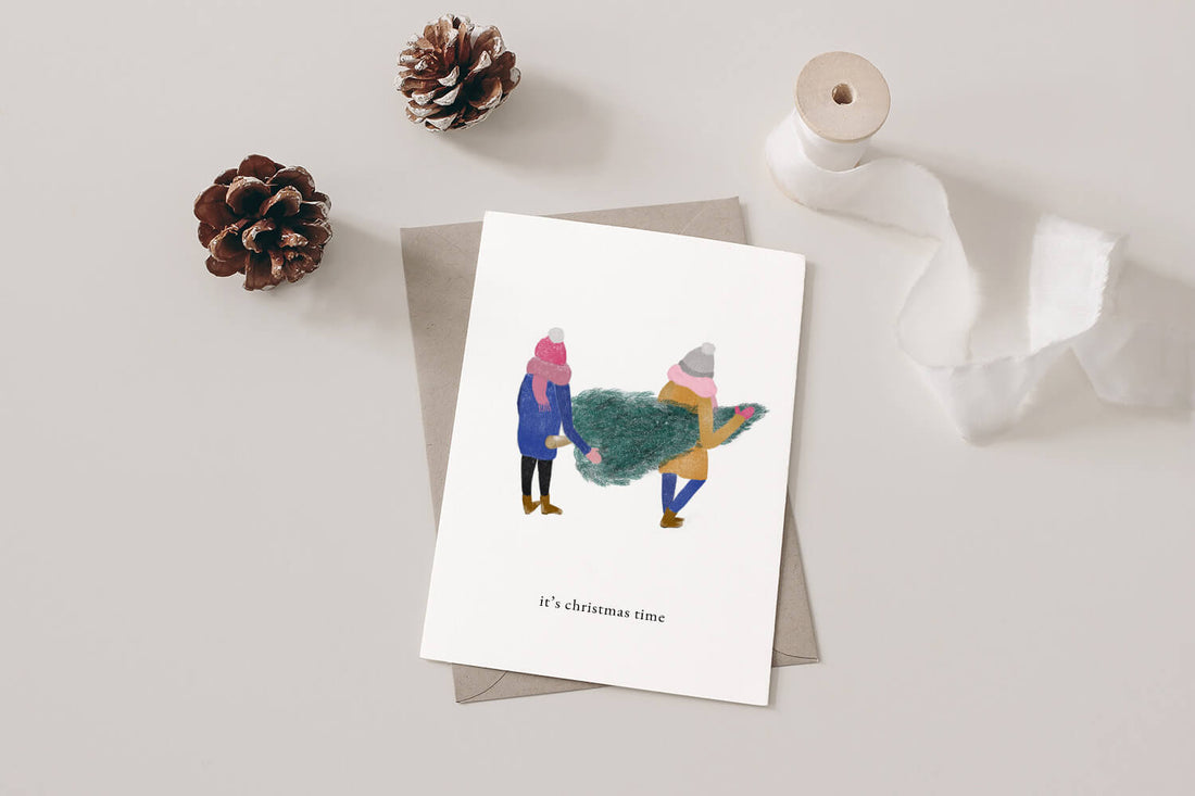 Digitale Weihnachtskarte "Weihnachtsbaum" - Vorlage DIN A6 zum Ausdrucken