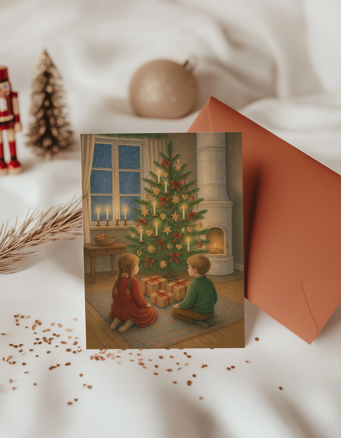 Schwedische Weihnachtsnacht - Hyggelige Weihnachtskarten im 10er-Set