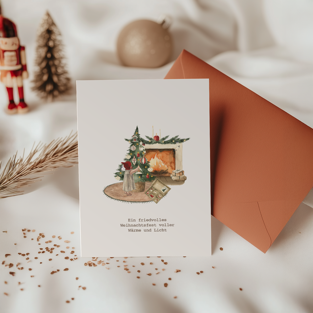 Weihnachtswärme am Kamin – Festliche Klappkarten im 10er-Pack