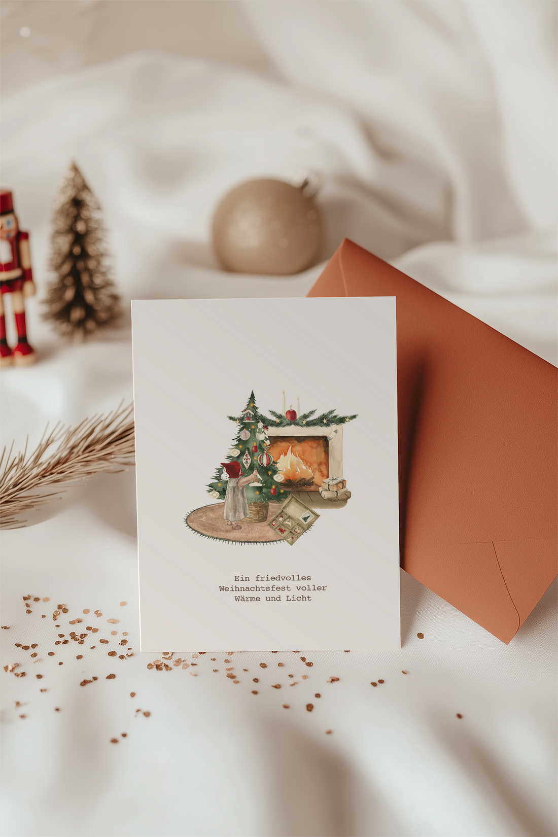 Weihnachtswärme am Kamin – Festliche Klappkarten im 10er-Pack