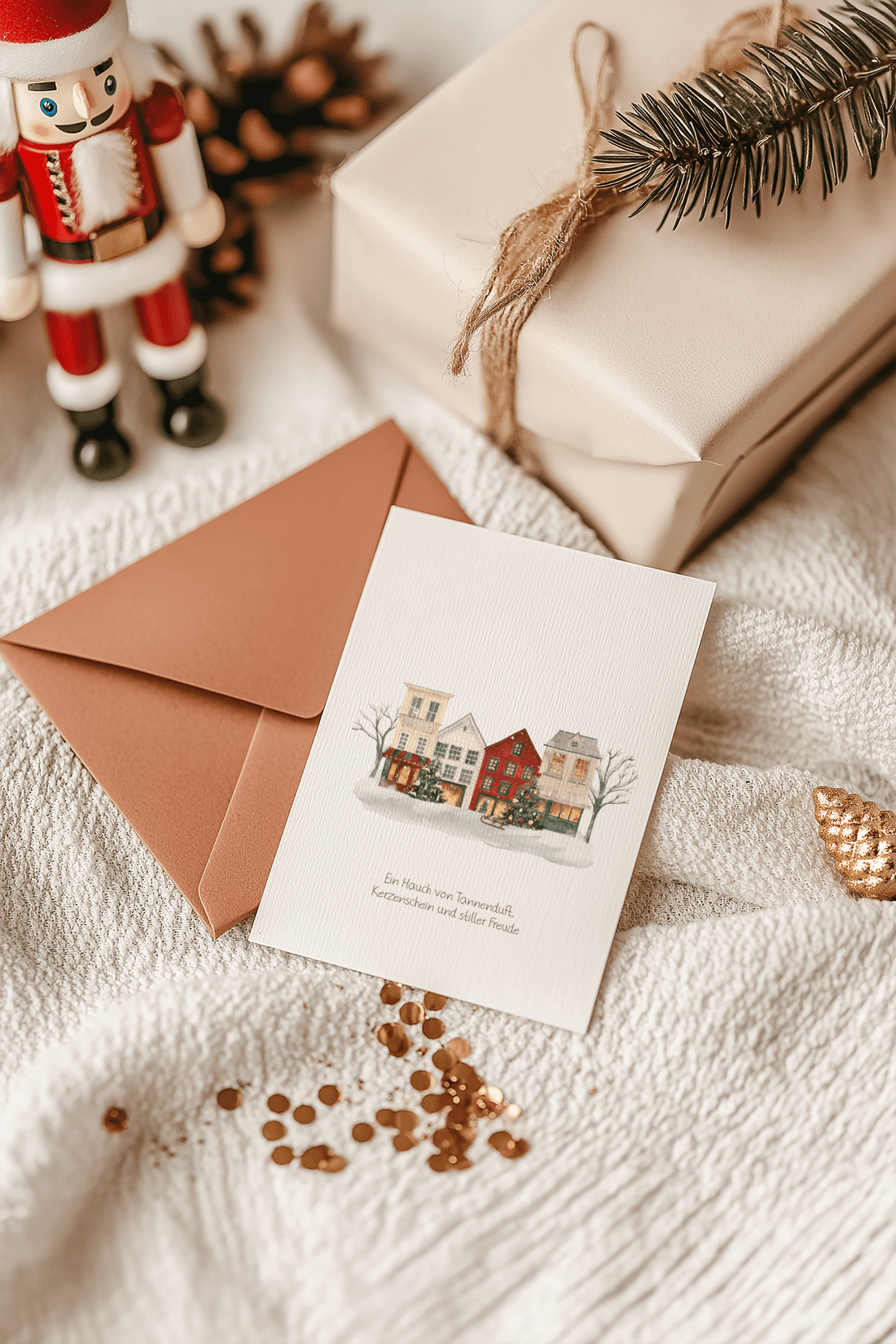 Kleine Stadt im Weihnachtslicht - Klappkarten im 10er-Pack