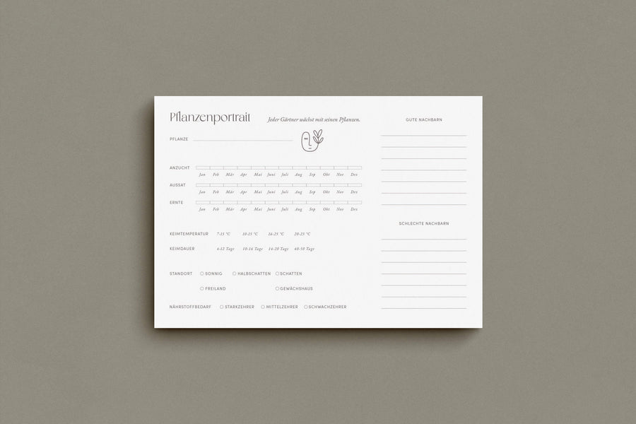 Pflanzenplaner - Pflanzenportrait A4 zum Ausdrucken