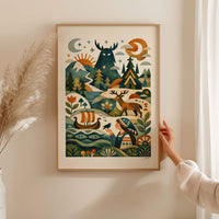 Nordische Mythen | Kunstdruck im Holzrahmen