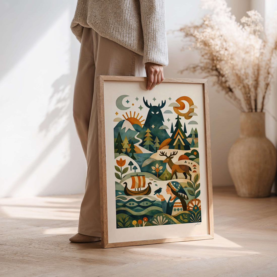 Nordische Mythen | Kunstdruck im Holzrahmen