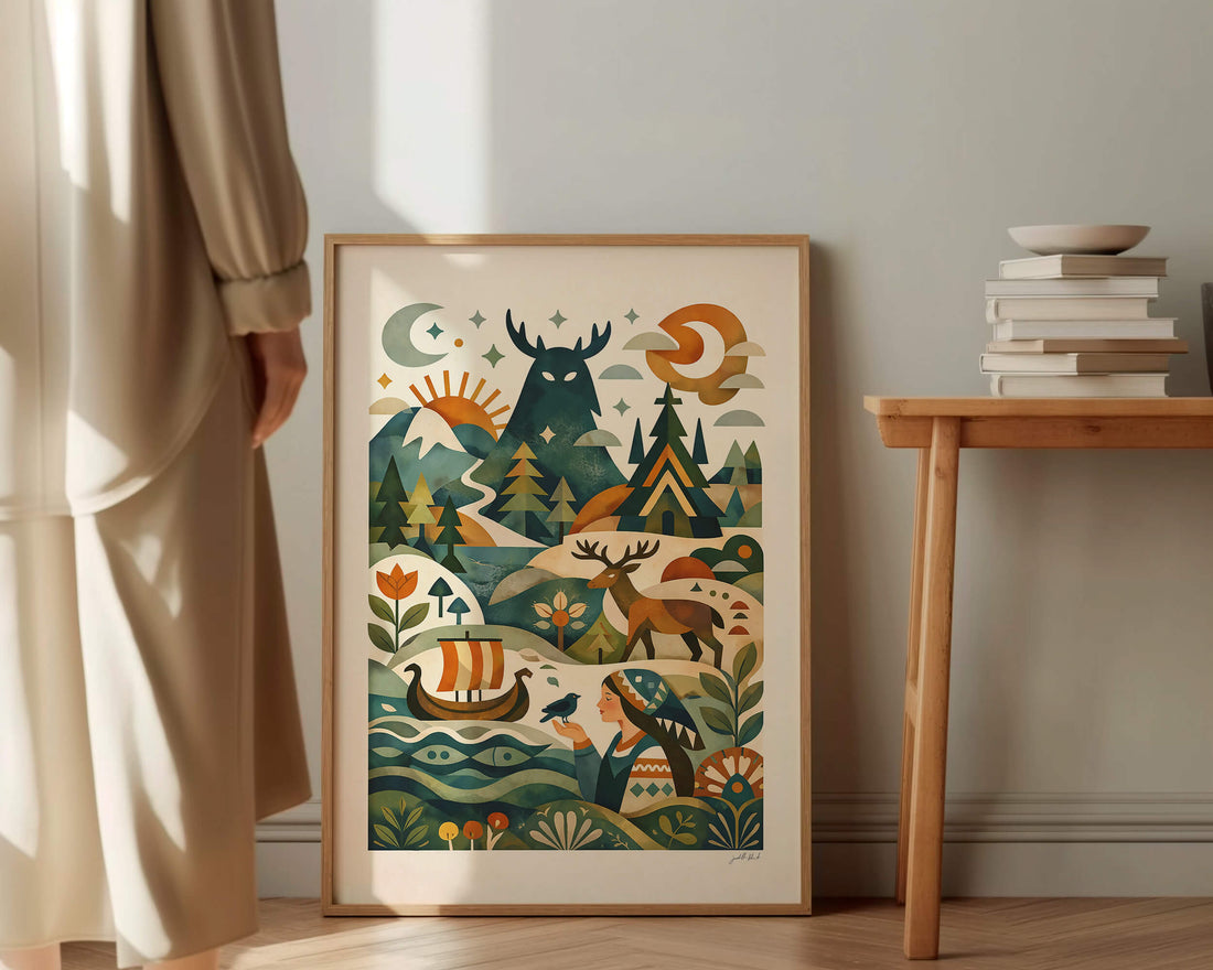 Nordische Mythen | Kunstdruck im Holzrahmen