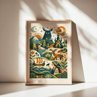 Nordische Mythen | Kunstdruck im Holzrahmen