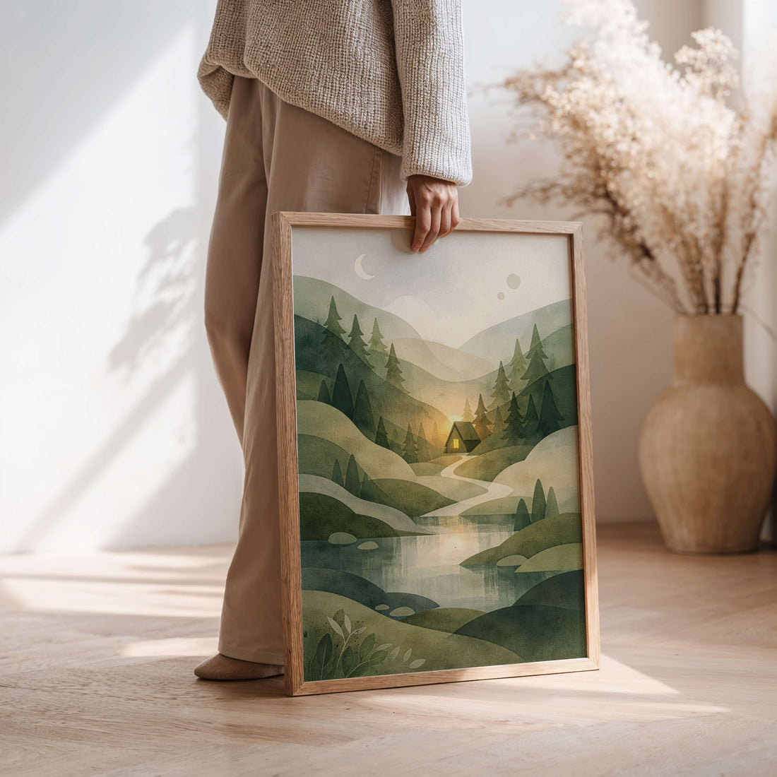 Stille im Wald | Kunstdruck im Holzrahmen