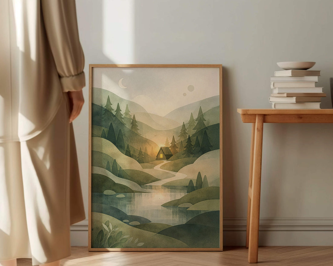Stille im Wald | Kunstdruck im Holzrahmen