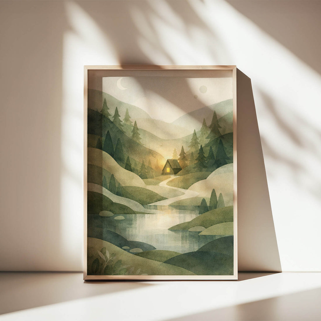Stille im Wald | Kunstdruck im Holzrahmen
