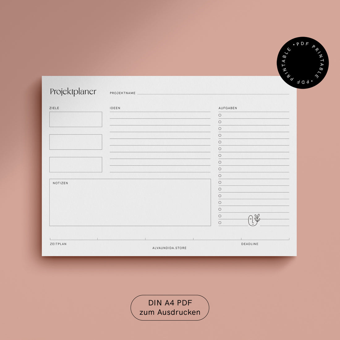 Projektplaner - DIN A4 Vorlage - digitaler Planer zum Ausdrucken