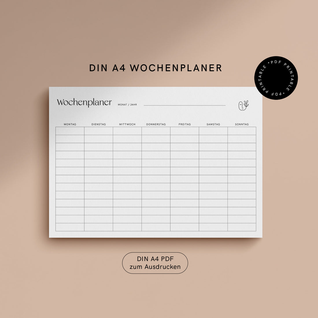 Wochenplaner - DIN A4 Vorlage - digitaler Planer zum Ausdrucken