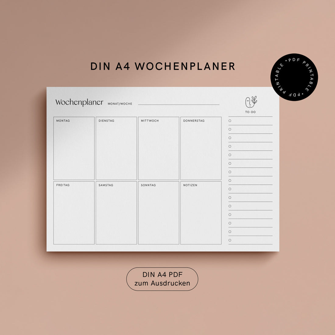 Wochenplaner - DIN A4 Vorlage - digitaler Planer zum Ausdrucken