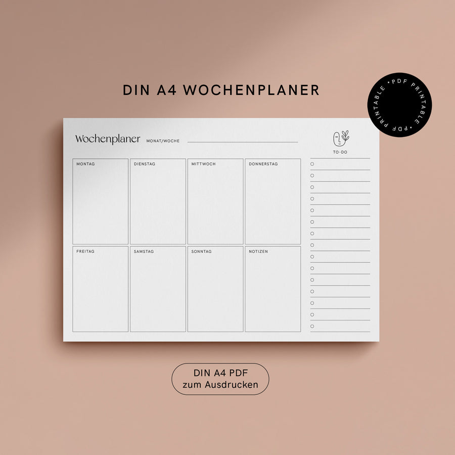Wochenplaner - DIN A4 Vorlage - digitaler Planer zum Ausdrucken
