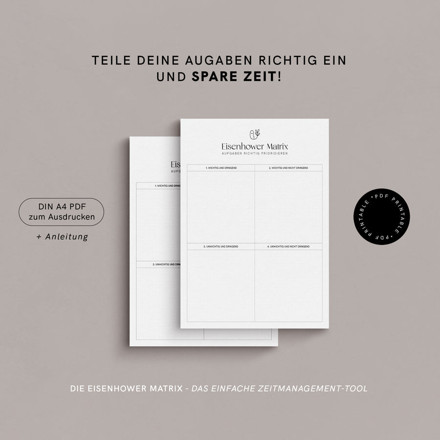Eisenhower-Matrix - digitaler Planer zum Ausdrucken