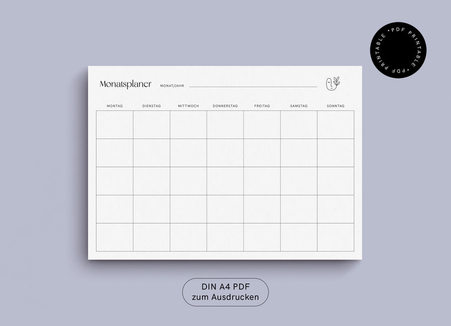 Monatsplaner - digitaler Planer zum Ausdrucken