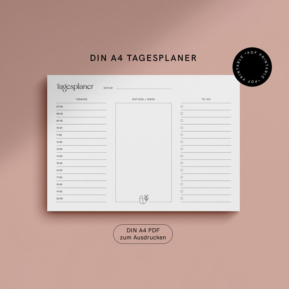 Tagesplaner - DIN A4 Vorlage - digitaler Planer zum Ausdrucken